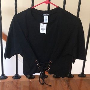 Black Fashion Nova cropped corset tank